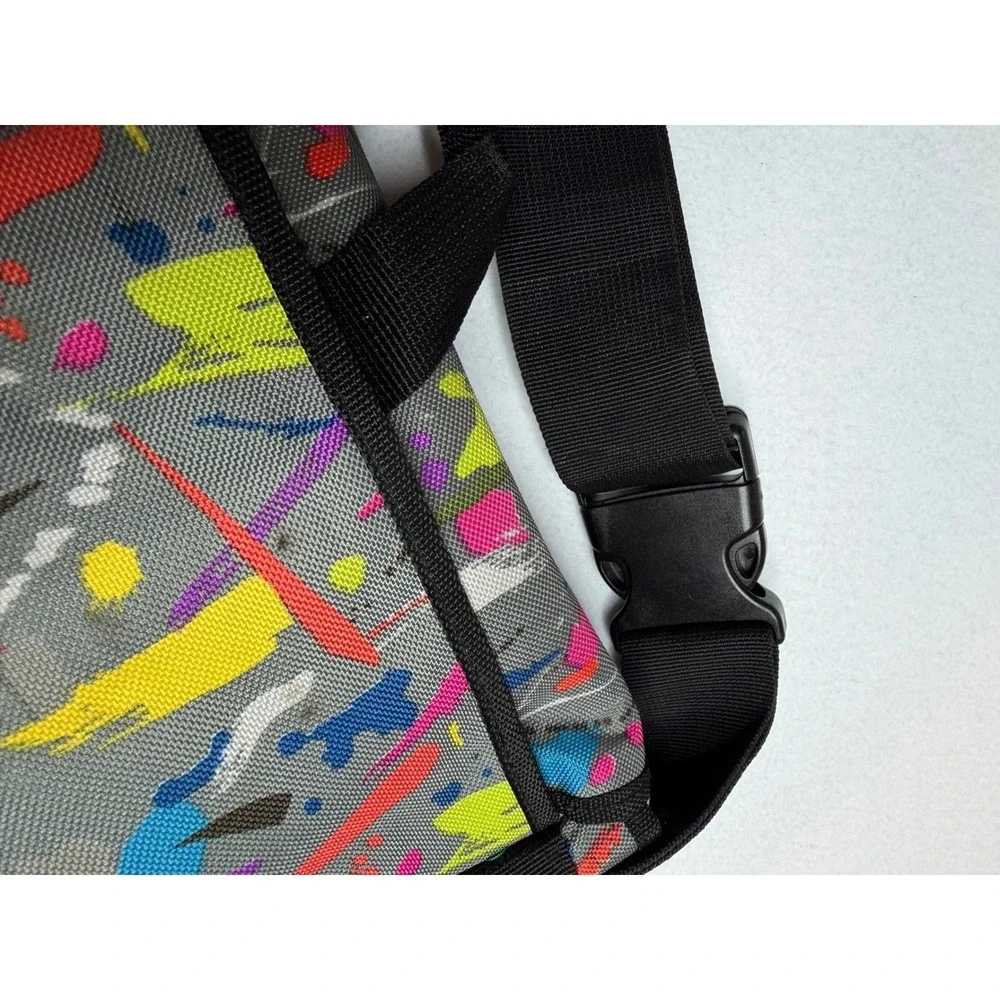 Y2K Paint Splatter Messenger Bag Grey Neon‎ Multi Color Crossbody Satchel Strap